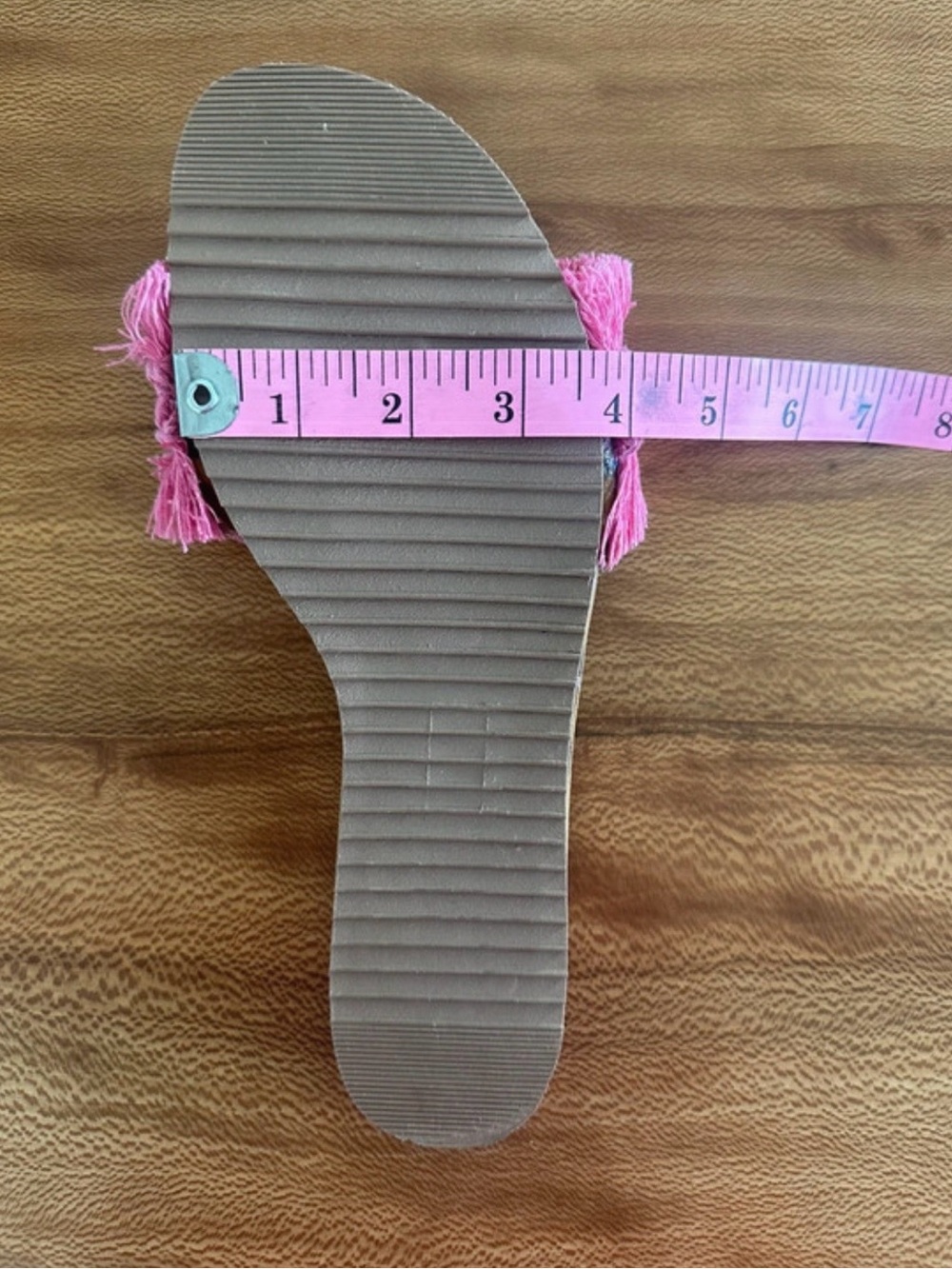Pink Fringe Slide Sandals Boho Women | Size: 8 - Picture 9 of 11
